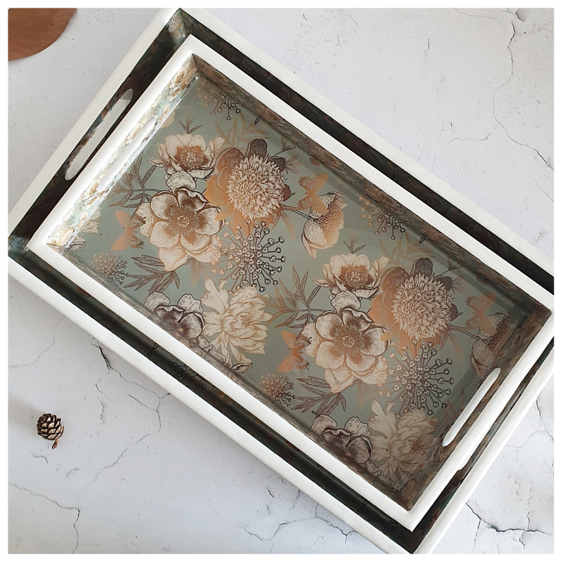 SERVING TRAY - RECTANGLE  - Set of 2 - Summer Rain