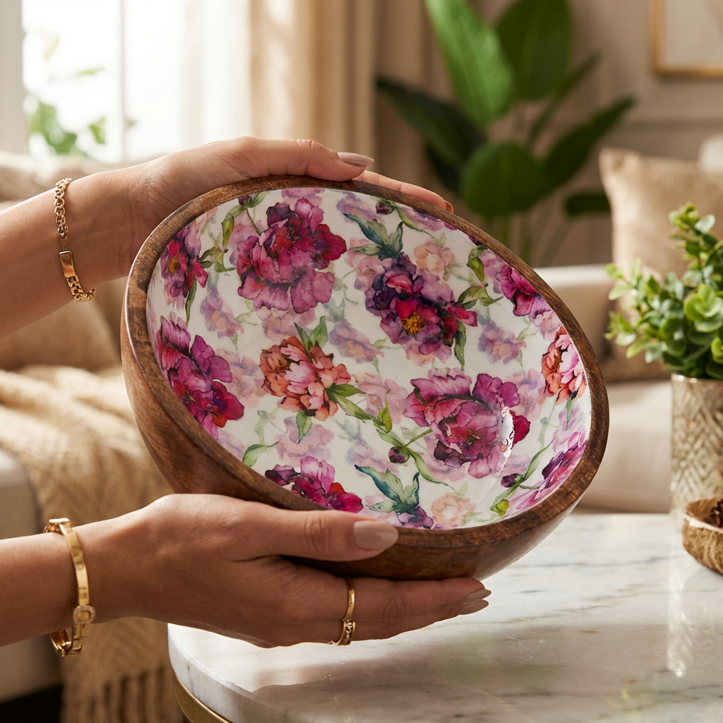 Wooden Multipurpose Bowls - Set of 2 - Country Rose