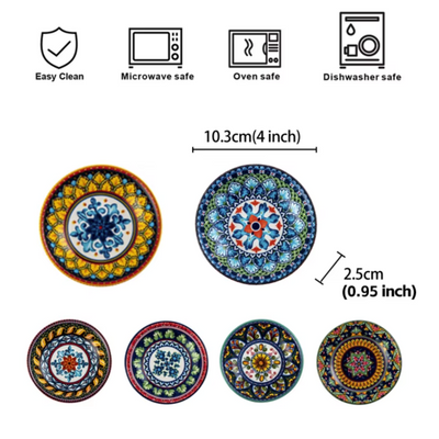 Ceramic - Dip, Soy Dish or Single Serve Dish - Set of 6 - Moroccan