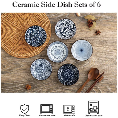 Ceramic - Dip, Soy Dish or Single Serve - Set of 6 - Vintage Blue Collection
