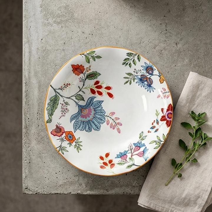 Ceramic - 8 Inch - Round Deep Plate - Oxford White