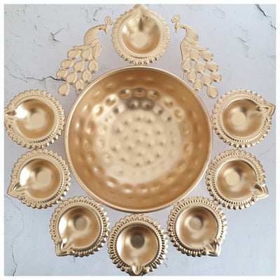 Diwali Mayura Urlis - Set of 3 - Gold