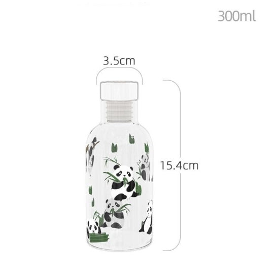 Glass Borosilicate - Bottle - 300 ml - Floral Printed - Panda Bear