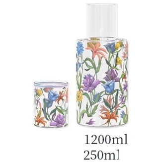 Glass Borosilicate - Water Pitcher Jug with Glass 1200 ml - Floral Printed - Wild Floral