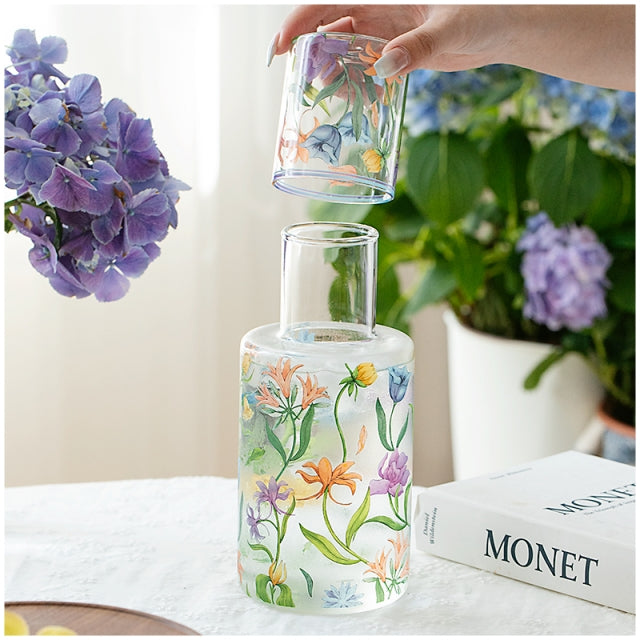 Glass Borosilicate - Water Pitcher Jug with Glass 1200 ml - Floral Printed - Wild Floral