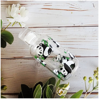 Glass Borosilicate - Bottle - 300 ml - Floral Printed - Panda Bear