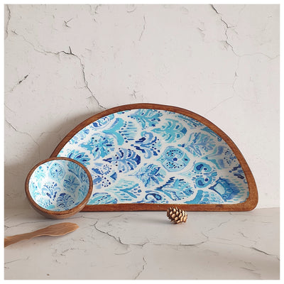 Platter - Half Moon Shape with Matching Bowl - Sky