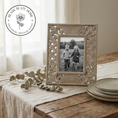 Photo Frame - Grey - Criss Cross Carvings