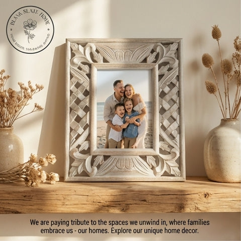 Photo Frame - Grey - Criss Cross Carvings