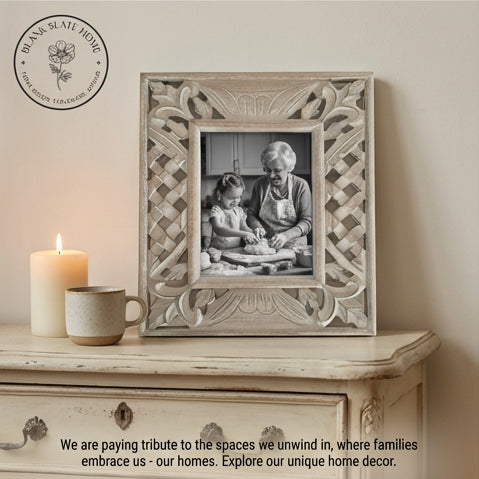 Photo Frame - Grey - Criss Cross Carvings