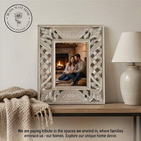 Photo Frame - Grey - Criss Cross Carvings