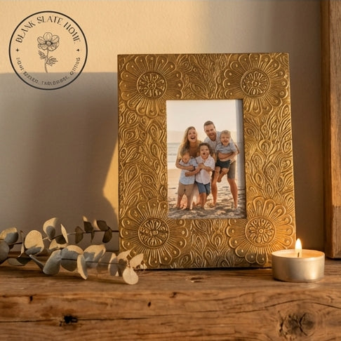 Photo Frame - Gold Floral Embossed (Glossy)