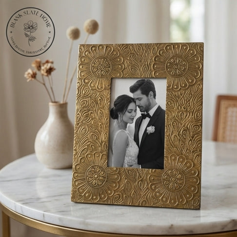 Photo Frame - Gold Floral Embossed (Matte)