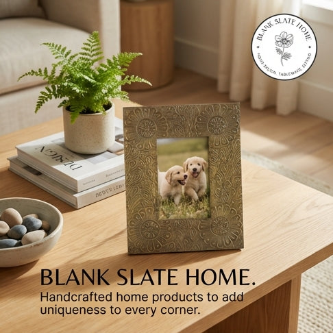 Photo Frame - Gold Floral Embossed (Glossy)