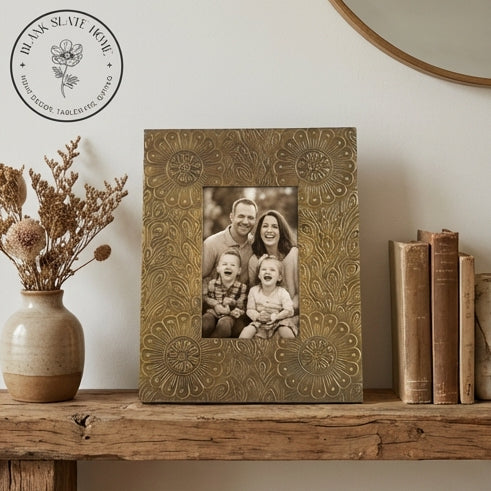 Photo Frame - Gold Floral Embossed (Matte)
