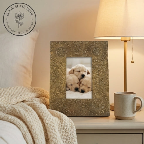Photo Frame - Gold Floral Embossed (Matte)