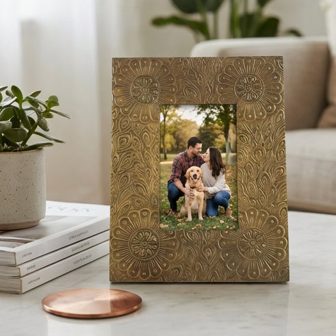 Photo Frame - Gold Floral Embossed (Matte)