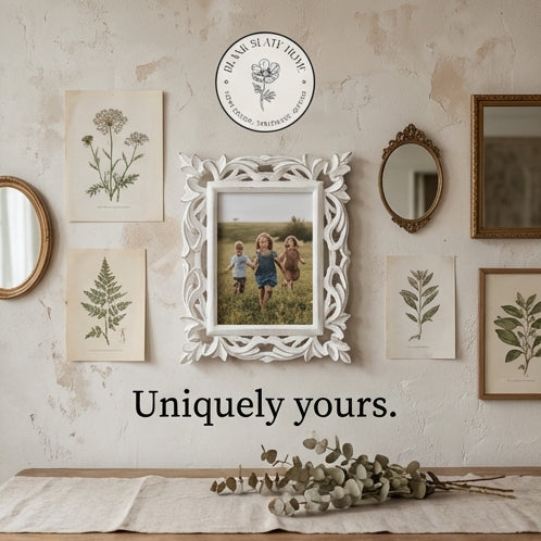 Photo Frame - Distress White - Carved (no border)