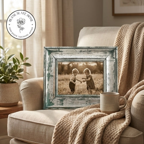 Photo Frame - Distress Silver Blue - Solid