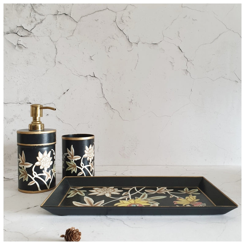 Hand Painted - Bath Accessories (Set of 3) - Mid Summer Night