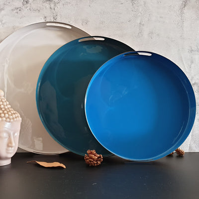 Metal Serving Tray Set of 3, Round - Ocean Collection