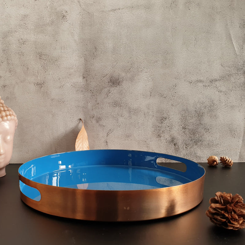 Metal Serving Tray Set of 3, Round - Ocean Collection