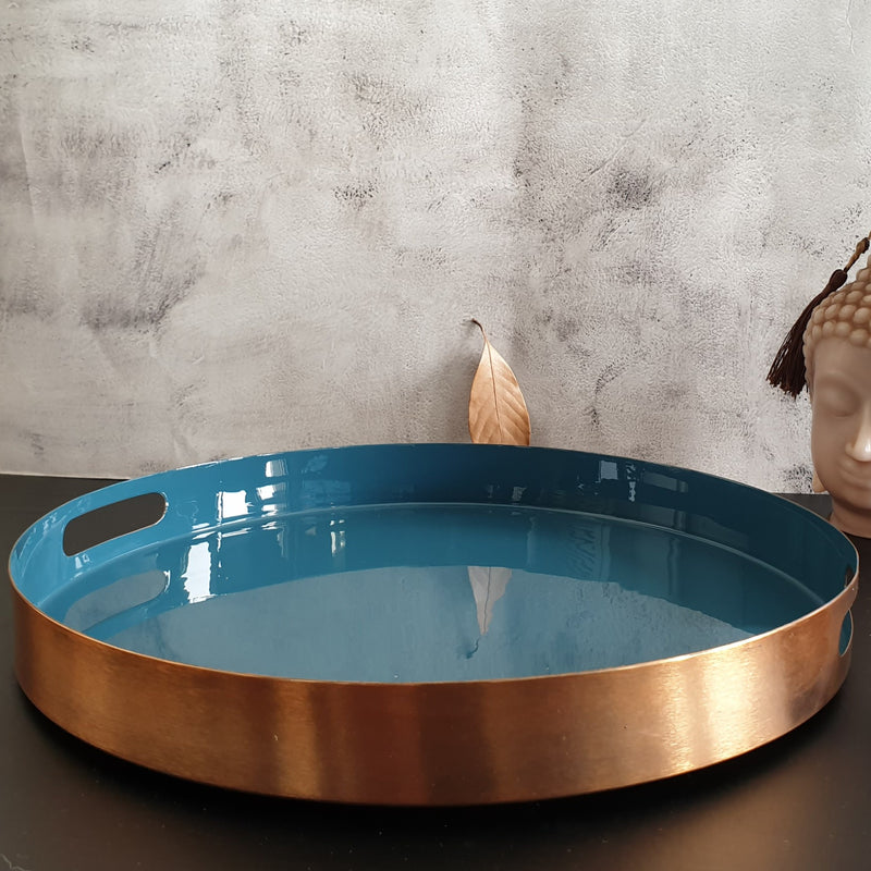 Metal Serving Tray Set of 3, Round - Ocean Collection