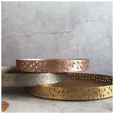 Metal Serving Tray Set of 3, Round - The Glitterati Collection