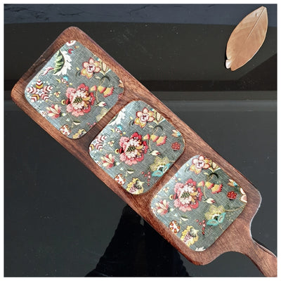 3-PART PADDLE SHAPED PLATTER - EARTHY MEADOW