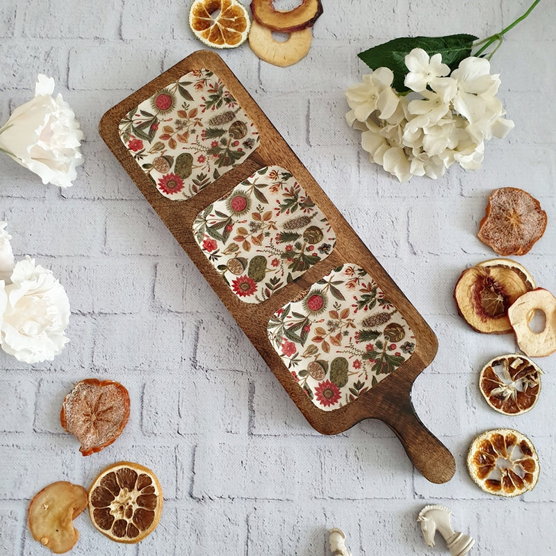 EARTHY TRADITIONAL COLLECTION 3-PART PADDLE SHAPED PLATTER