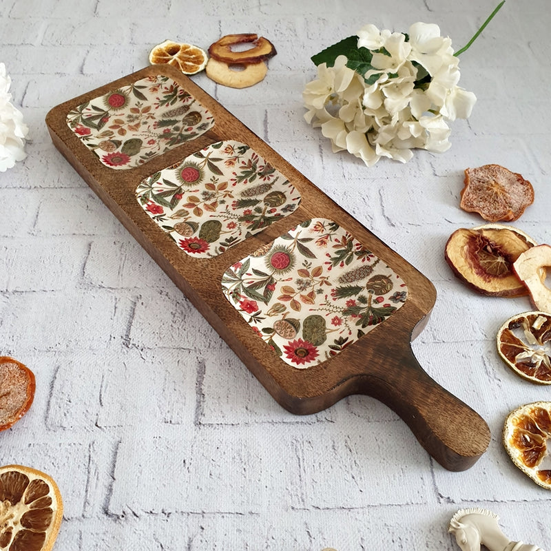 EARTHY TRADITIONAL COLLECTION 3-PART PADDLE SHAPED PLATTER