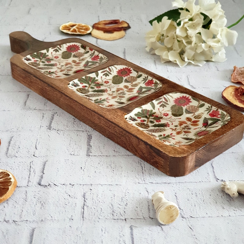 EARTHY TRADITIONAL COLLECTION 3-PART PADDLE SHAPED PLATTER