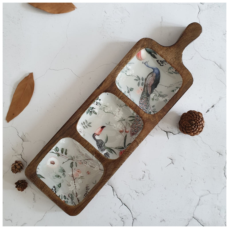 PLATTER - 3-PART PADDLE SHAPED - MAYURA