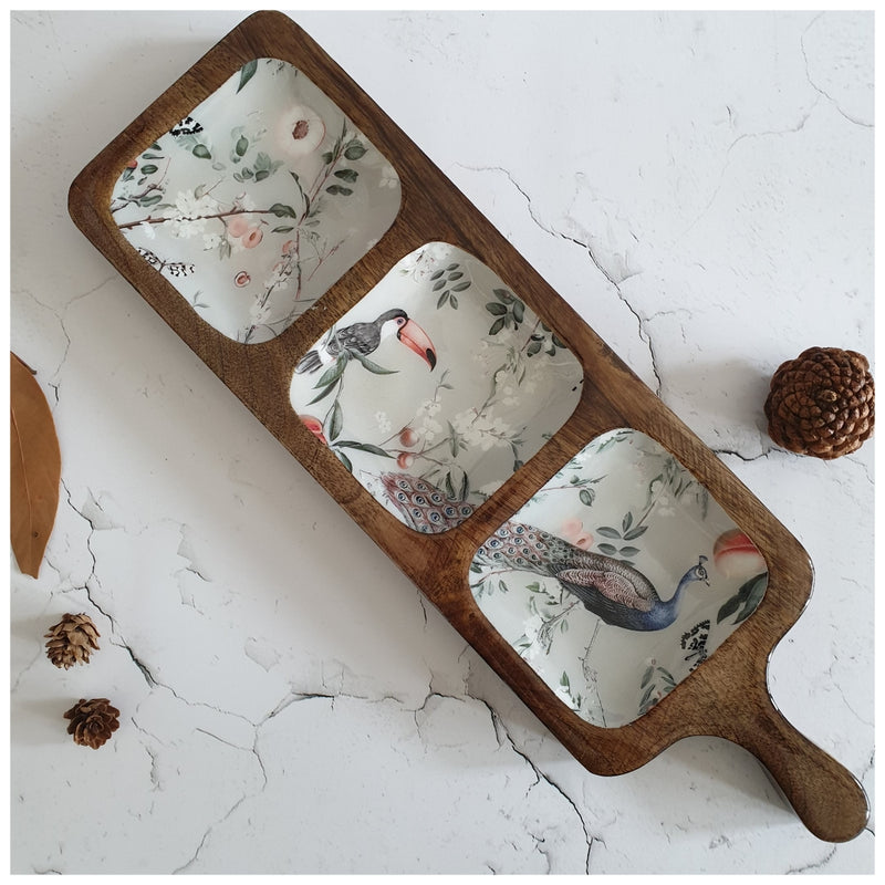 PLATTER - 3-PART PADDLE SHAPED - MAYURA