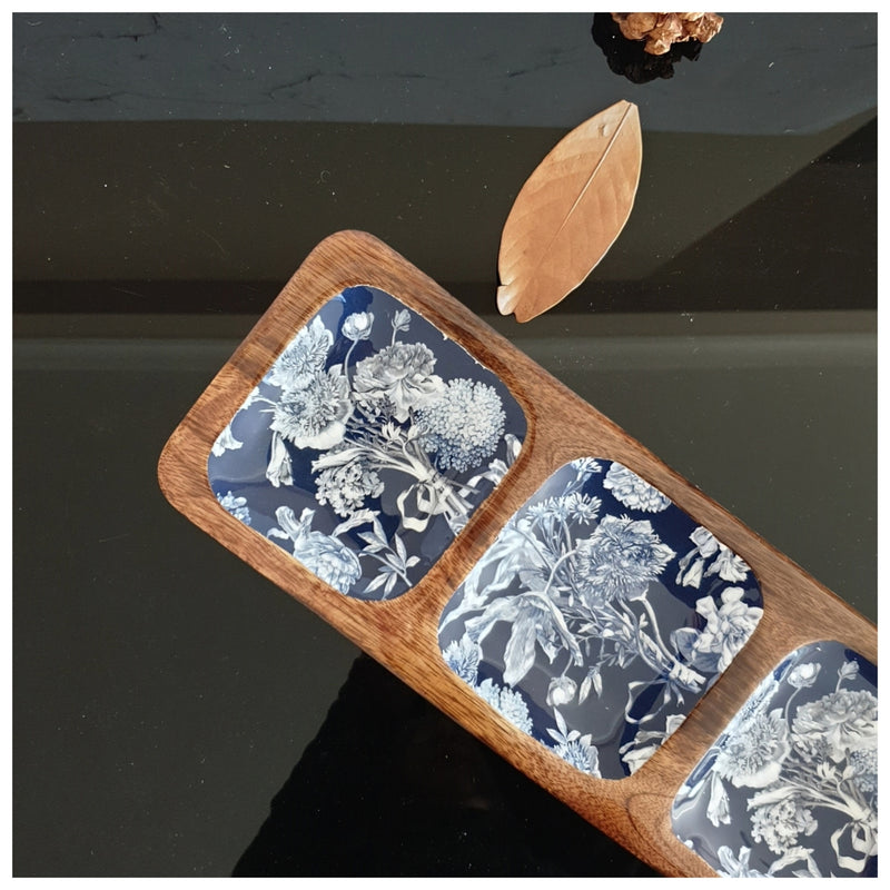 3-PART PADDLE SHAPED PLATTER - ARGENTINE BLUE