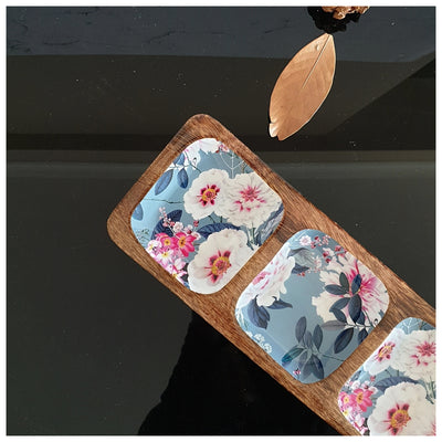 3-PART PADDLE SHAPED PLATTER - DESERT ROSE GREY