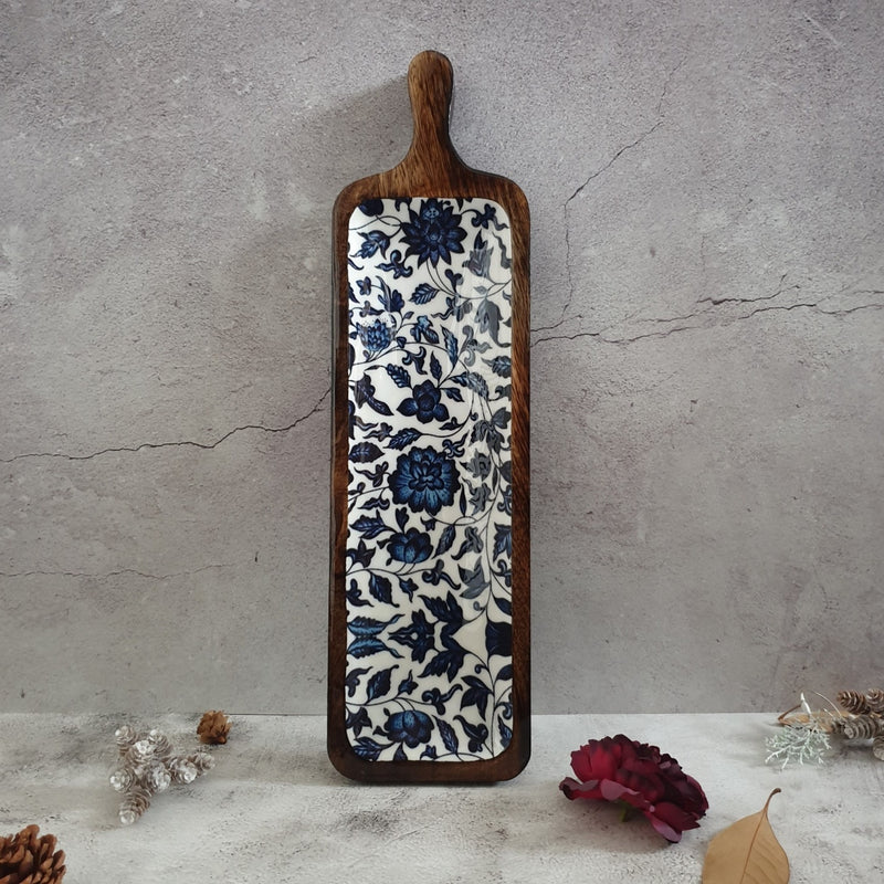 PLATTER - PADDLE SHAPED - INDIGO BLUE FLORAL
