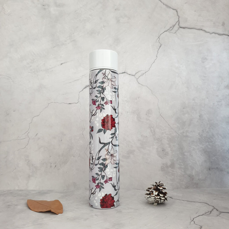INSULATED SLIM BOTTLE - GRAY RED BLOSSOM