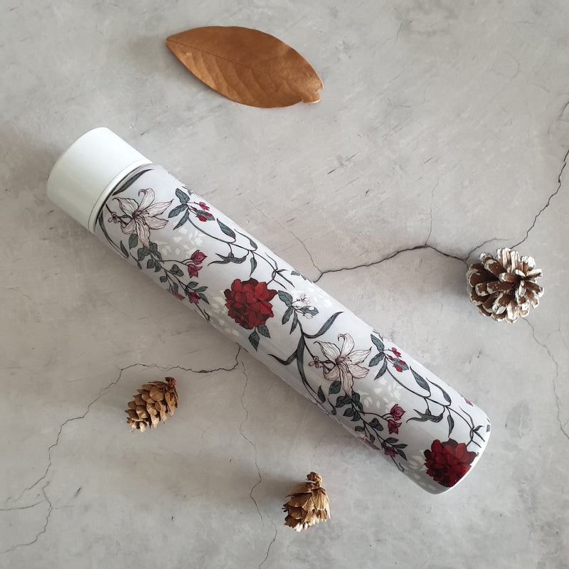INSULATED SLIM BOTTLE - GRAY RED BLOSSOM