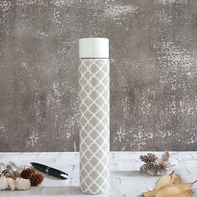 INSULATED SLIM BOTTLE - GRAY WITH WHITE QUARTERFOIL