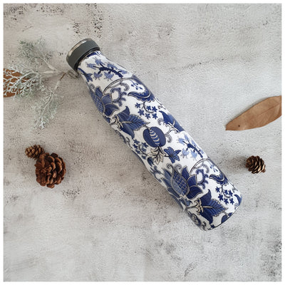 INSULATED 750 ml TALL BOTTLE - Blue & White Acorn