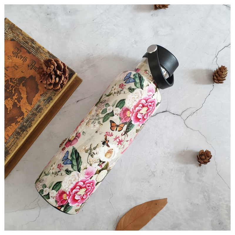 INSULATED BOTTLE, 750ml - HANDLE LOOP - ALICE IN WONDERLAND (BEIGE)