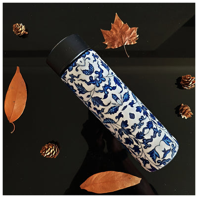 INSULATED SWEAT BOTTLE - 500 ML - INDIGO BLUE FLORAL