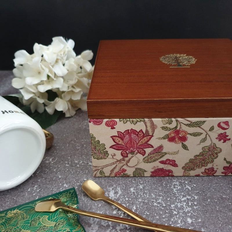 Box - Wooden Tea Box (Multi-purpose) - Tree of Life Floral