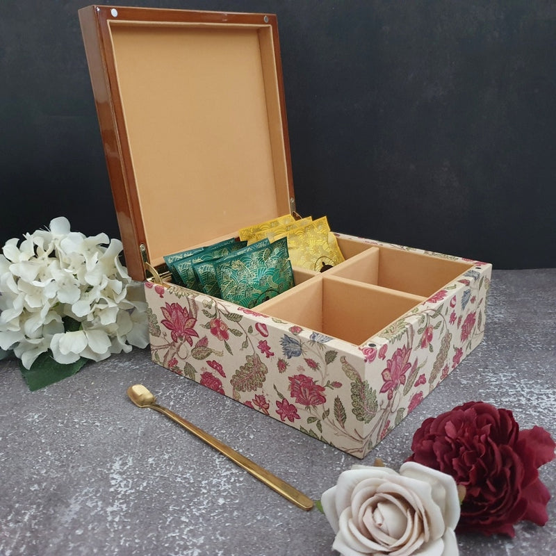 Box - Wooden Tea Box (Multi-purpose) - Tree of Life Floral