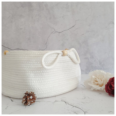 Basket - Jute - Bow - White Quartz