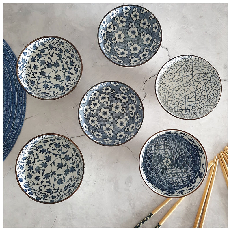 Ceramic - Soup/Rice Bowls - Set of 6 - Shibori Collection