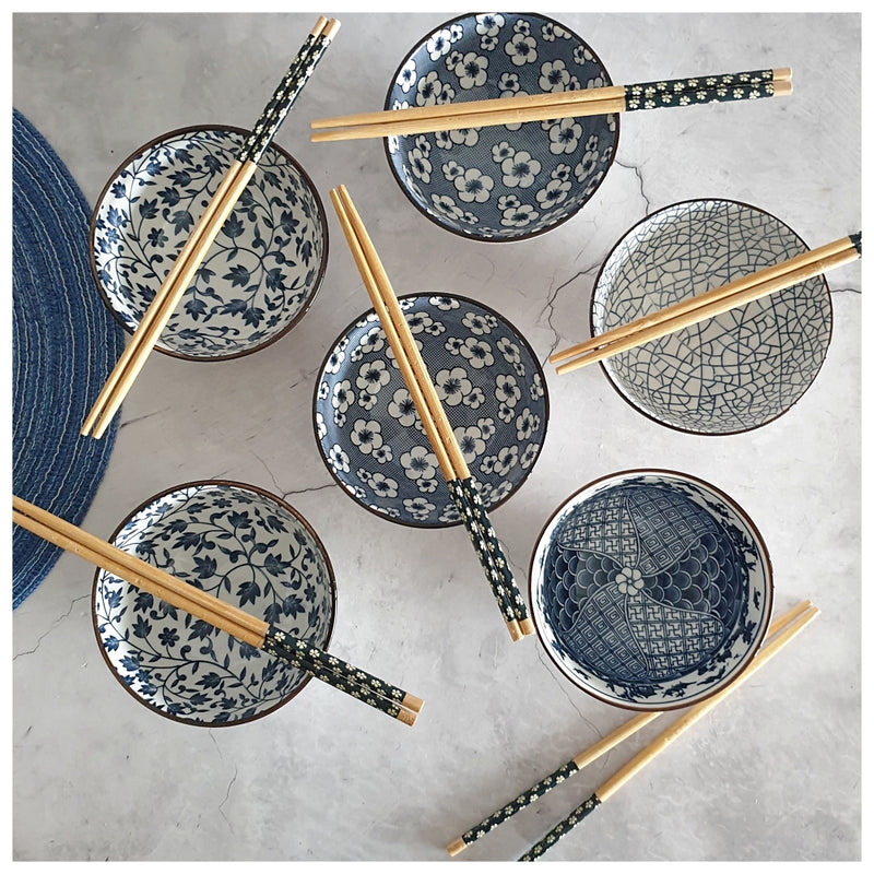 Ceramic - Soup/Rice Bowls - Set of 6 - Shibori Collection