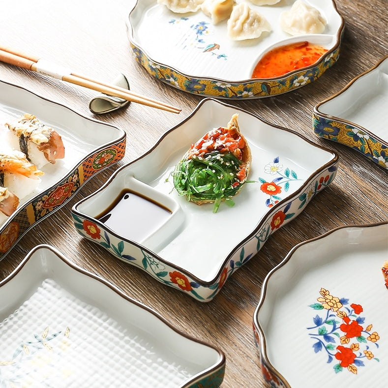 Ceramic - Dip Dish Starter/Serving Plate - Rectangle - Oriental Red