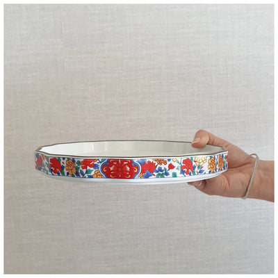 Ceramic - Dip Dish Starter/Serving Plate - Round Large - Oriental Red